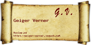 Geiger Verner névjegykártya